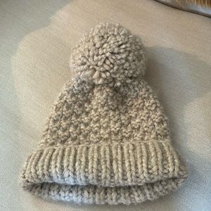 CUYANA beige Pom Pom alpaca wool beanie hat O/S